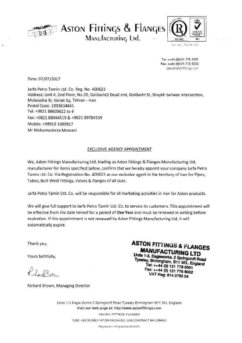 Aston Fitting & Flanges JPS